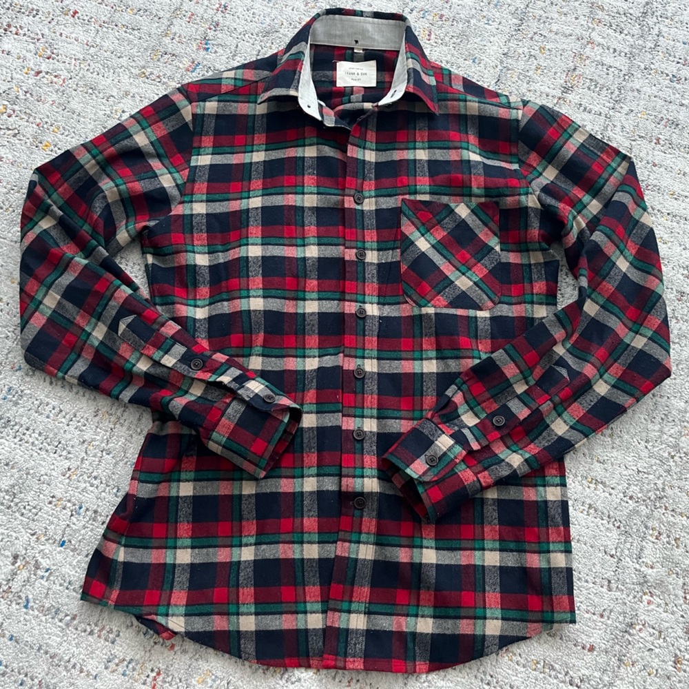 Plaid Button Down Shirt - Red, Green, and Navy